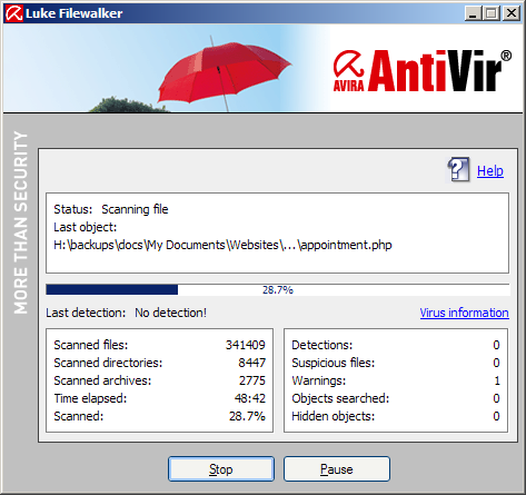 Updating – Like most of its competitors, AntiVir comes with an automatic update feature. By default, it will try to update itself every 24 hours.