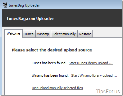 TunesBag - Desktop Uploader