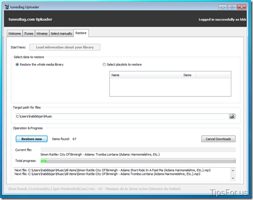 TunesBag - Uploader Restore