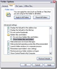 XP - Folder Options