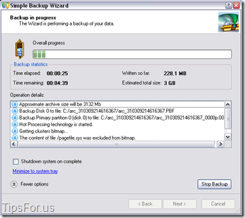 Paragon Drive Backup Express - Backup in Progress