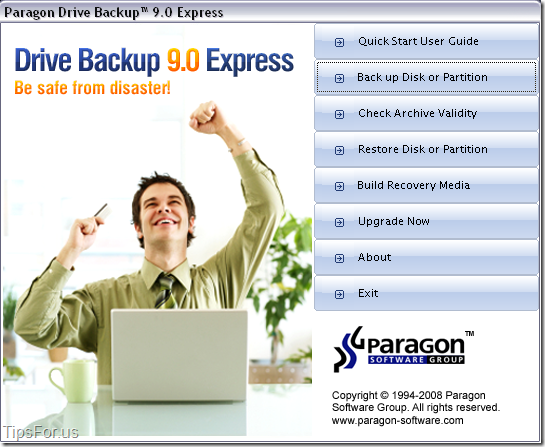 Paragon Drive Backup Express - Main