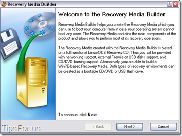 Paragon Drive Backup Express - Recovery Media Builder