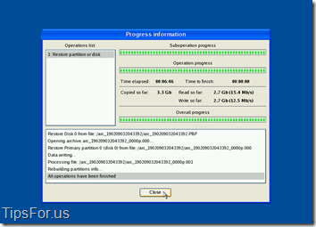 Paragon Drive Backup Express - Restore Complete