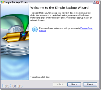 Paragon Drive Backup Express - Simple Backup Wizard