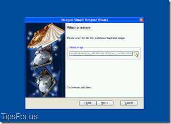 Paragon Drive Backup Express - Simple Restore Wizard