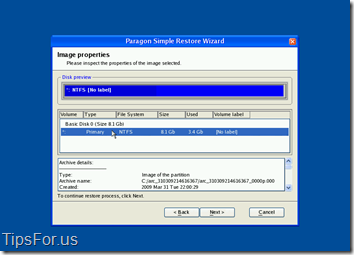 Paragon Drive Backup Express - Simple Restore Wizard 2