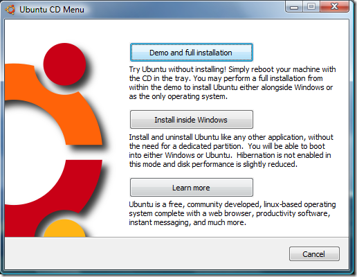 Ubuntu CD Menu