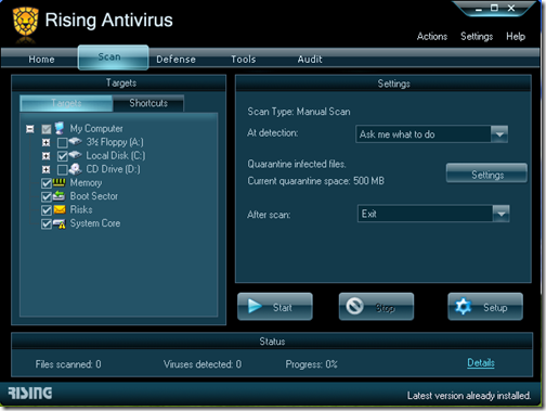 Rising Antivirus - Custom Scan