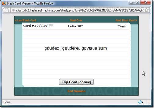 Flashcard Machine - Latin words