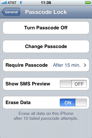 Passcode Lock Screen on the iPhone