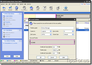 Easeus Partition Manager - Create